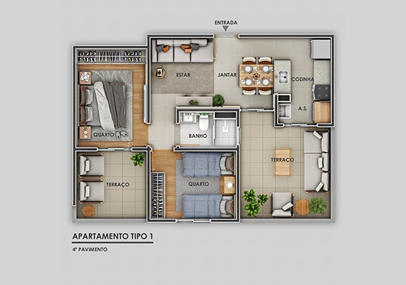 Apartamento à venda com 2 quartos, 49m² - Foto 3