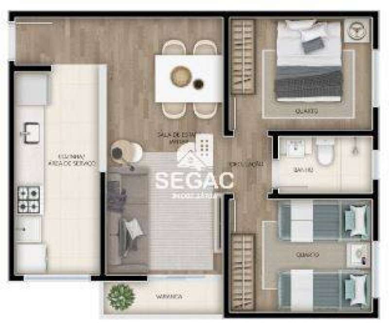 Apartamento à venda com 2 quartos, 51m² - Foto 3