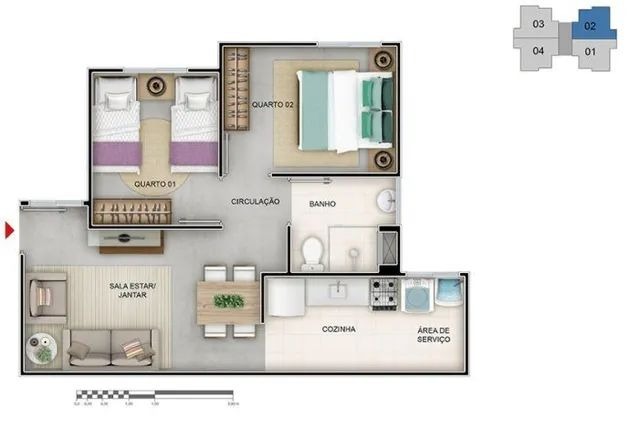 Apartamento à venda com 2 quartos, 74m² - Foto 1