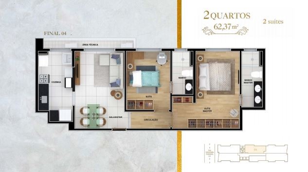 Apartamento à venda com 2 quartos, 62m² - Foto 4