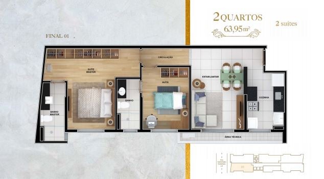 Apartamento à venda com 2 quartos, 62m² - Foto 7