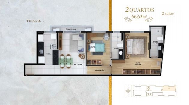 Apartamento à venda com 2 quartos, 66m² - Foto 2