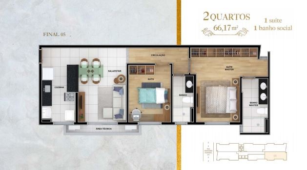 Apartamento à venda com 2 quartos, 66m² - Foto 3