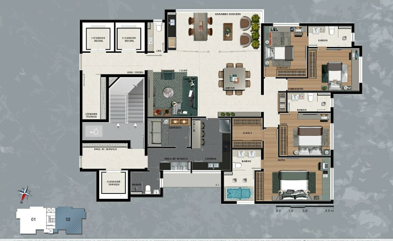 Apartamento à venda com 4 quartos, 173m² - Foto 3