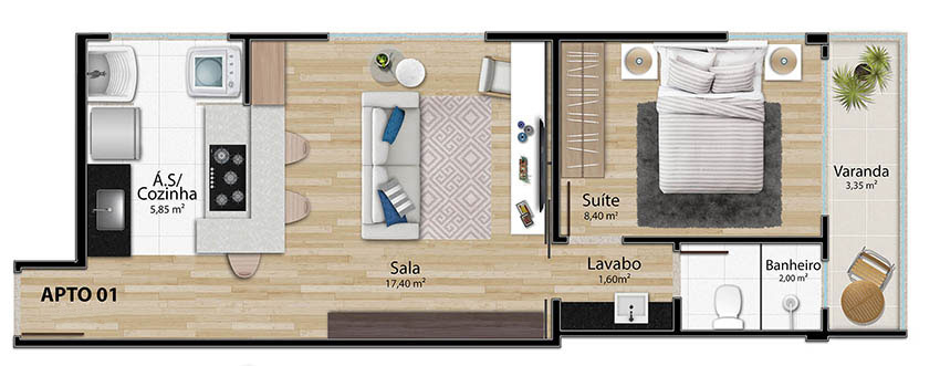 Apartamento à venda com 1 quarto, 45m² - Foto 9