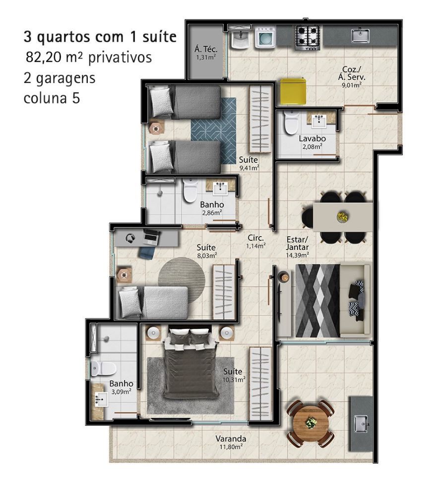 Apartamento à venda com 2 quartos, 67m² - Foto 18