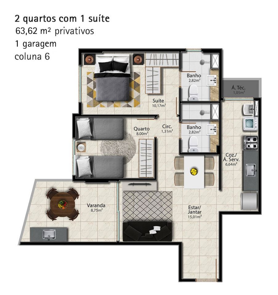 Apartamento à venda com 2 quartos, 67m² - Foto 19