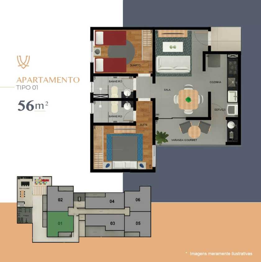 Apartamento à venda com 2 quartos, 56m² - Foto 2