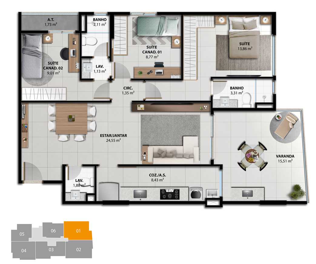 Apartamento à venda com 3 quartos, 101m² - Foto 9