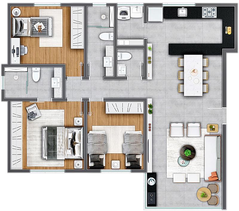 Apartamento à venda com 3 quartos, 214m² - Foto 3