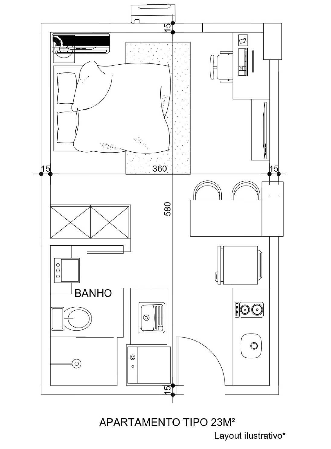 Flat/Apart Hotel, 1 quarto, 23 m² - Foto 2