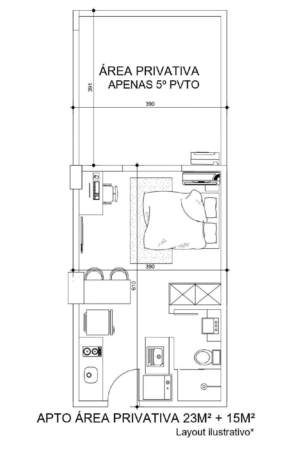Flat/Apart Hotel, 1 quarto, 53 m² - Foto 2