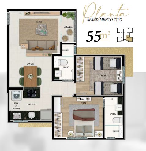 Apartamento à venda com 2 quartos, 56m² - Foto 8