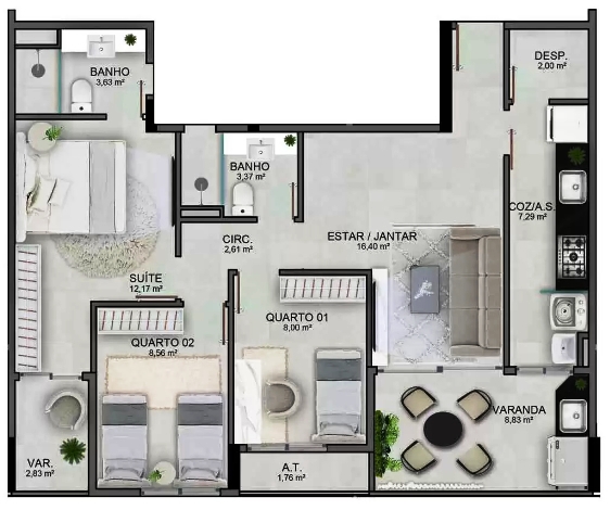 Apartamento à venda com 3 quartos, 87m² - Foto 16