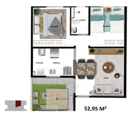 Apartamento à venda com 2 quartos, 44m² - Foto 1