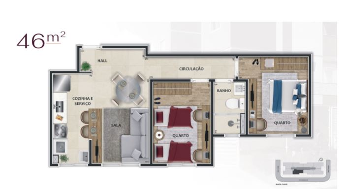 Apartamento à venda com 2 quartos, 44m² - Foto 9