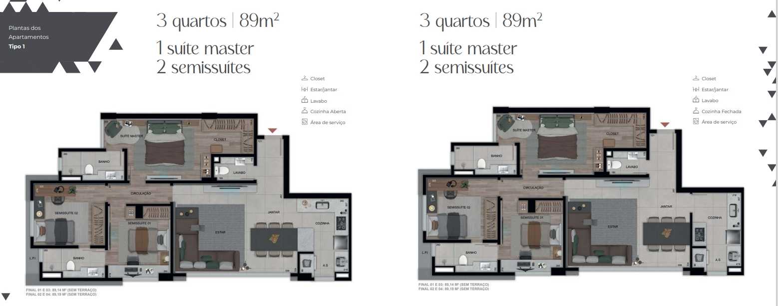 Apartamento à venda com 3 quartos, 89m² - Foto 2