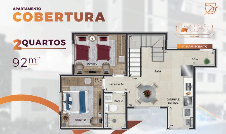 Cobertura à venda com 2 quartos, 62m² - Foto 1