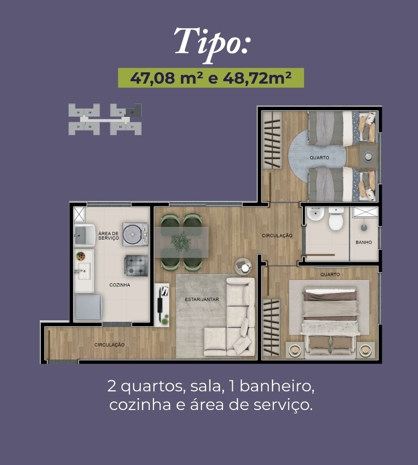 Apartamento à venda com 2 quartos, 47m² - Foto 4