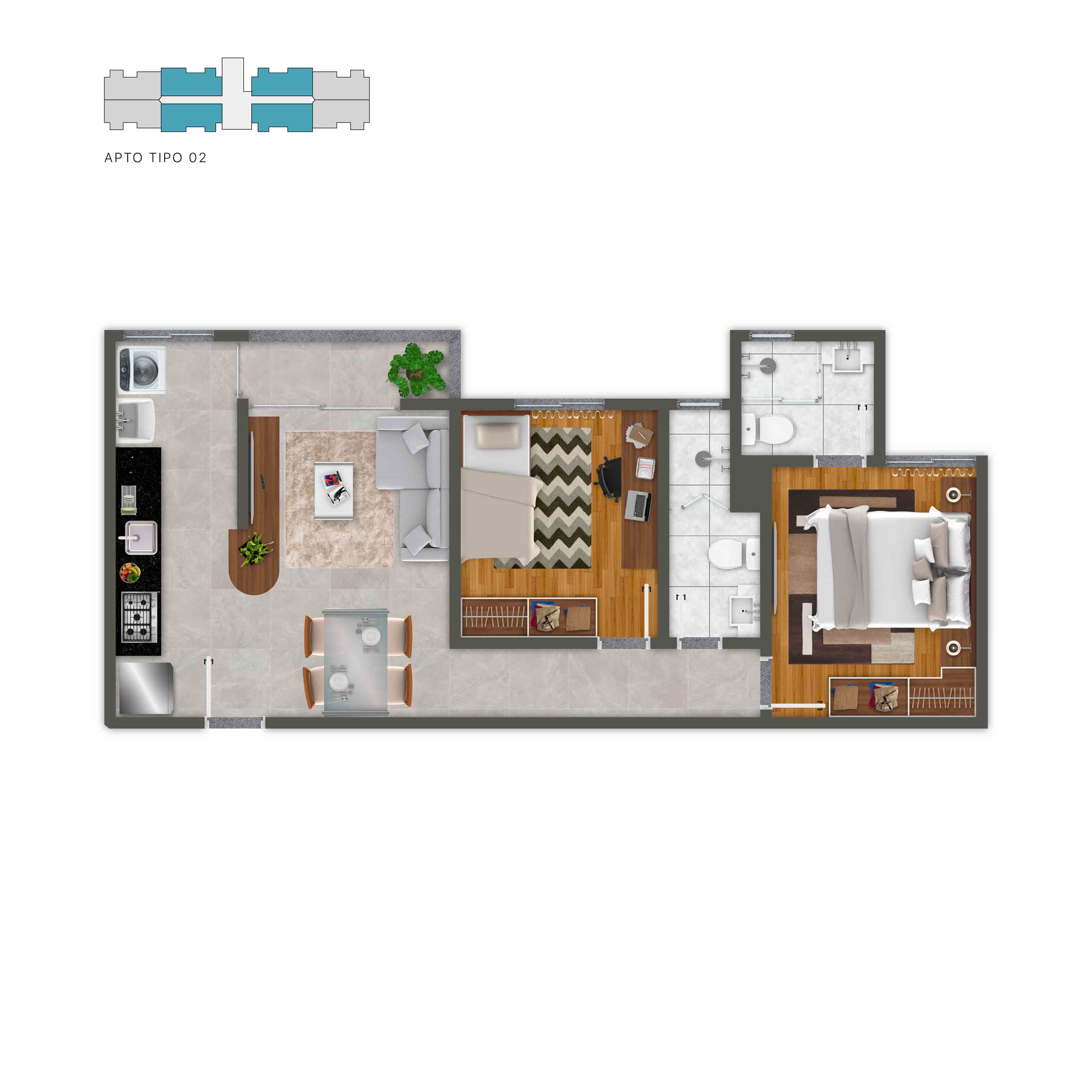 Apartamento à venda com 2 quartos, 54m² - Foto 6