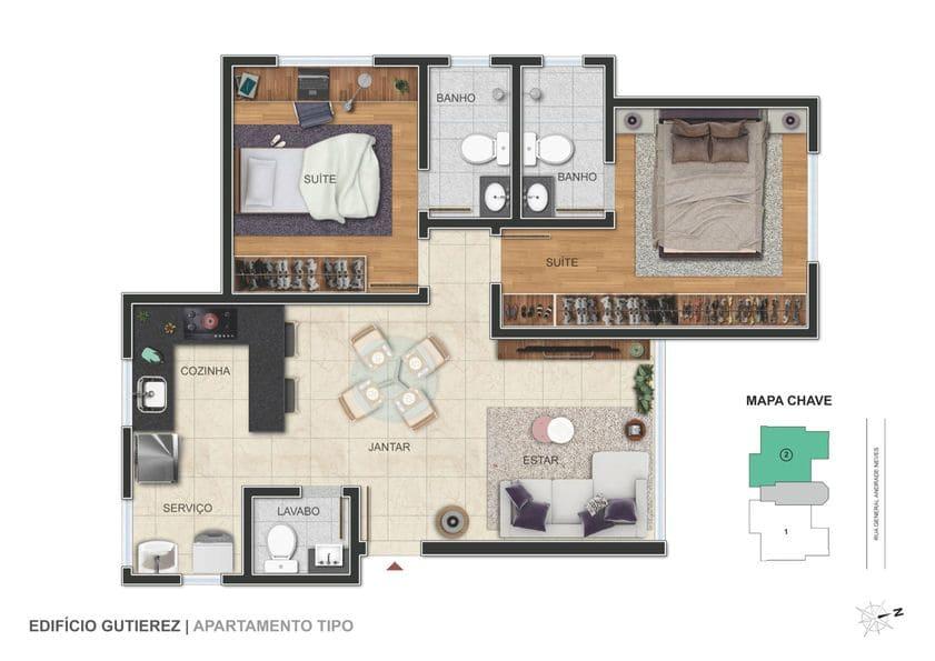 Apartamento à venda com 2 quartos, 61m² - Foto 2