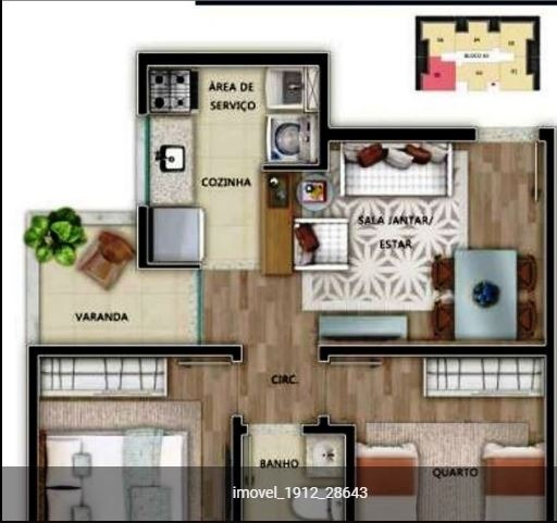 Apartamento à venda com 2 quartos, 46m² - Foto 2